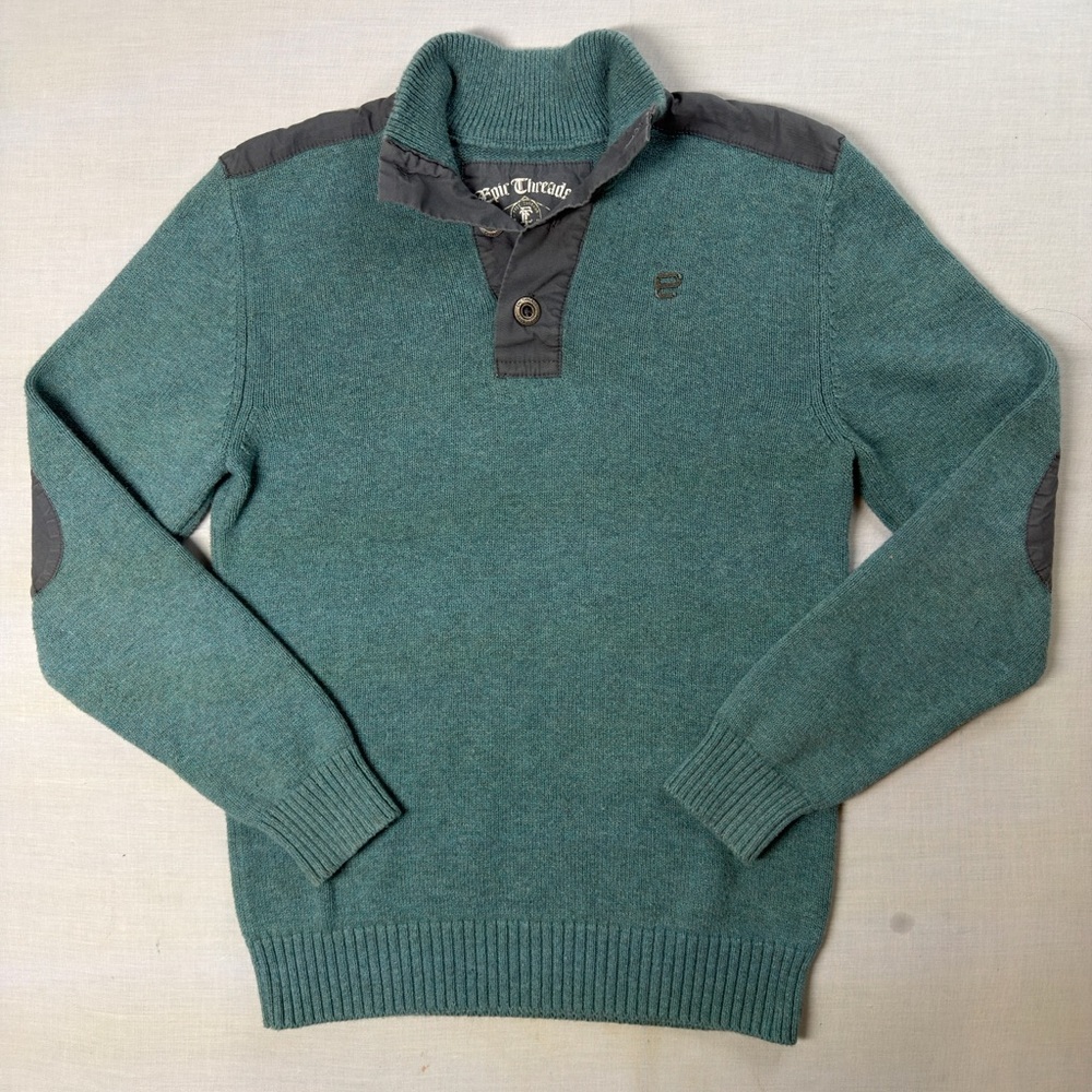 Epic Threads Blue Knit Sweater Boys Size L  Pullover Elbow Patches